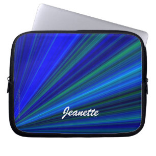 Laptop Computer Sleeve Blue Green Starburst