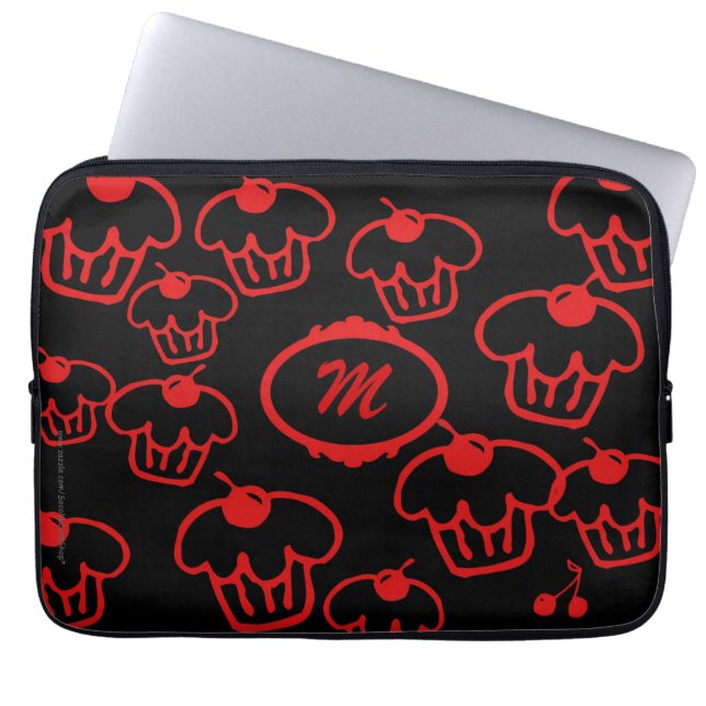 Laptop Computer Sleeve Cupcakes with Monogram (Front)