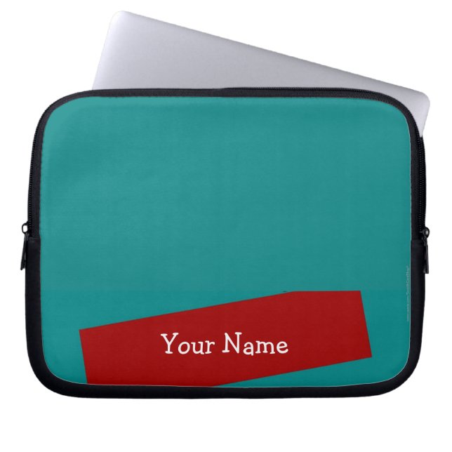 Laptop Computer Sleeve, Turquoise and Brick Sleeve (Front)