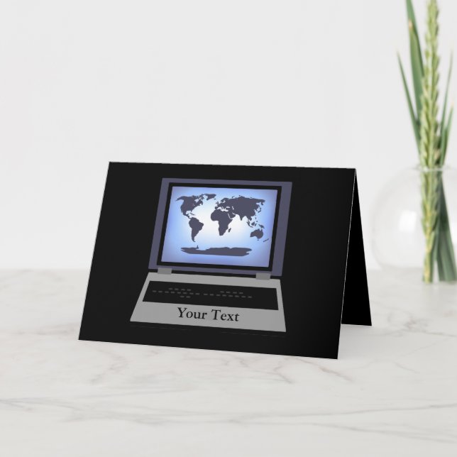 Laptop Computer World Map Greeting Card 2 (Front)