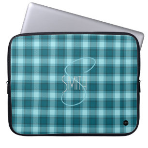 Laptop Cover with Aqua Plaid HAMbyWG