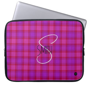 Laptop Cover with Pink and Purple Plaid HAMbyWG