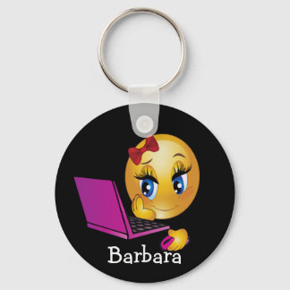 Laptop Emoji Girl Keychain