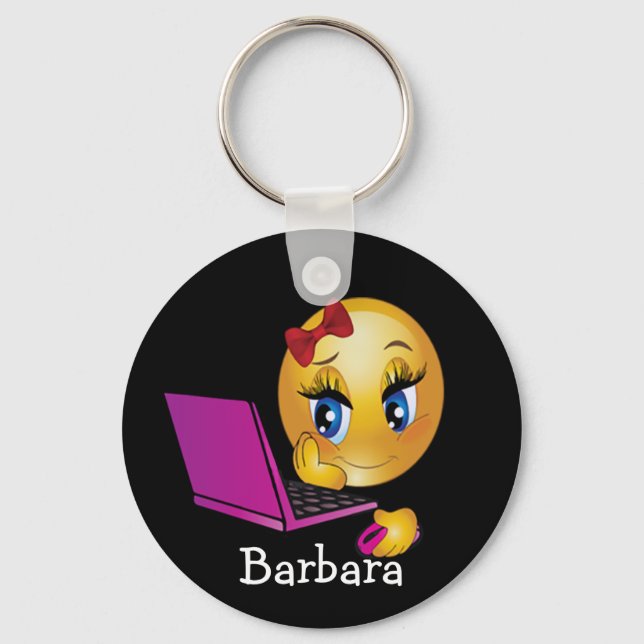 Laptop Emoji Girl Keychain (Front)