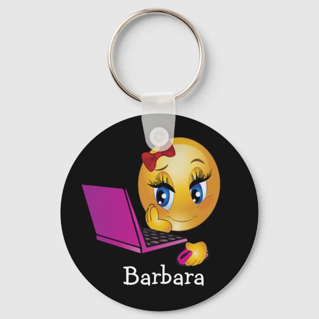 Laptop Emoji Girl Keychain (Front)
