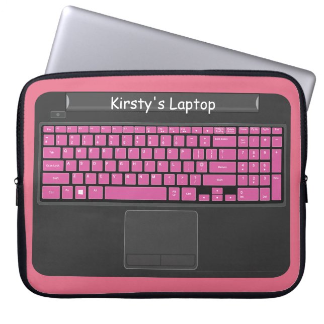 Laptop graphic with pink keys laptop sleeve (Front)