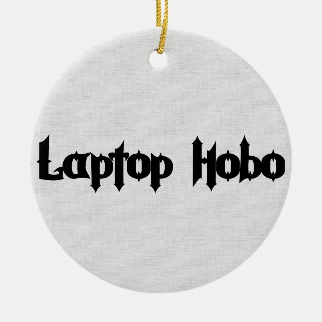 Laptop Hobo Ceramic Tree Decoration (Front)