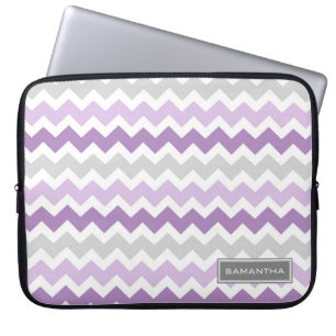 Laptop Purple Ombre Chevron Custom Name Laptop Sleeve