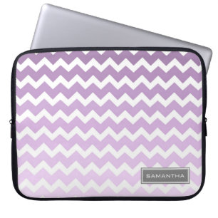 Laptop Purple Ombre Chevron Custom Name Laptop Sleeve
