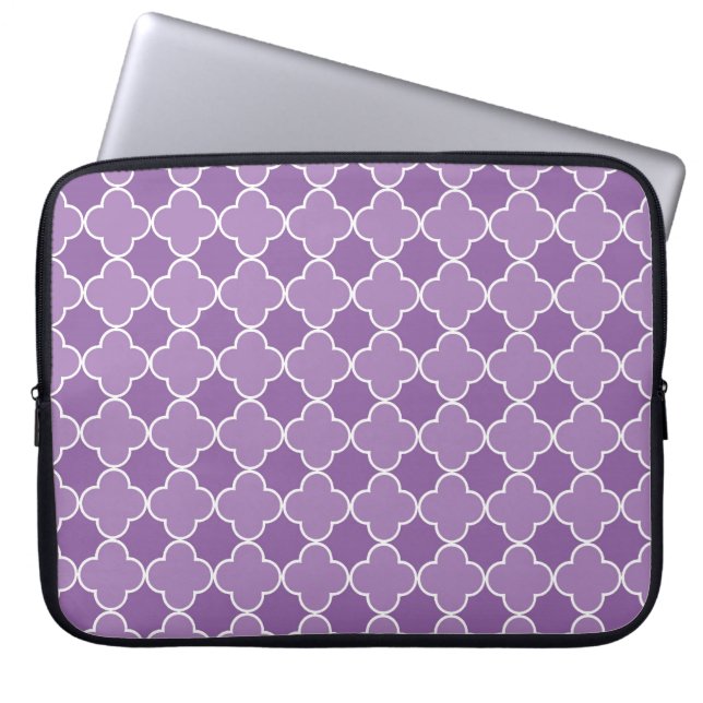 Laptop Purple Quatrefoil Pattern Sleeve (Front)