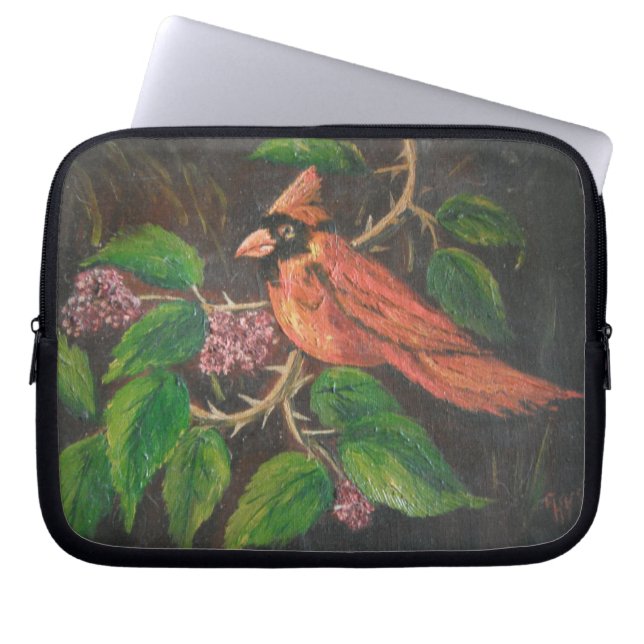 Laptop Sleeve Ann Hayes Painting Cardinal (Front)