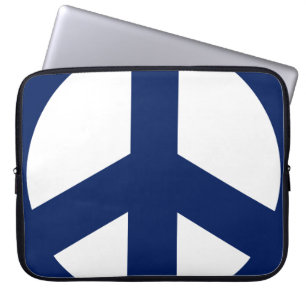 Laptop Sleeve, Blue & White Peace Sign Sleeve