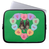 Laptop Sleeve Candy Love Hearts wIith Bassets