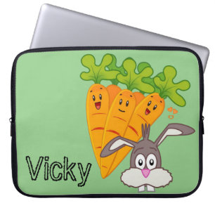 Laptop Sleeve Carrots Rabbit Green