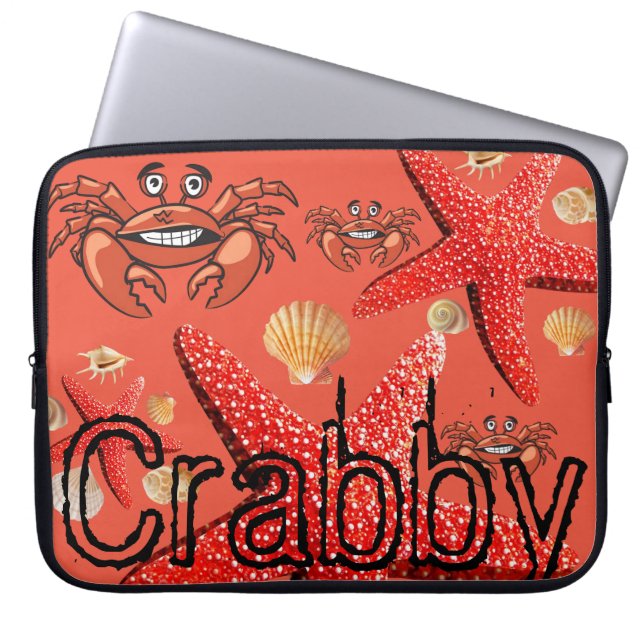 Laptop Sleeve Crabby Crab, Starfish Orange (Front)