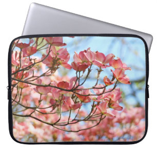 Laptop sleeve custom Blue Sky Pink Dogwood Tree