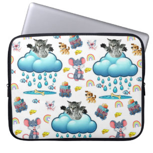 Laptop Sleeve Dog Cat Mouse Rainbow Fish Bones