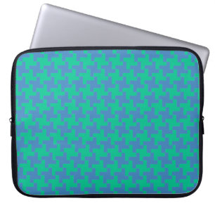 Laptop Sleeve, Emerald and Blue Dogtooth Sleeve