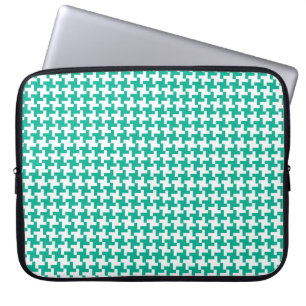Laptop Sleeve, Emerald Green Dogstooth Check Laptop Sleeve