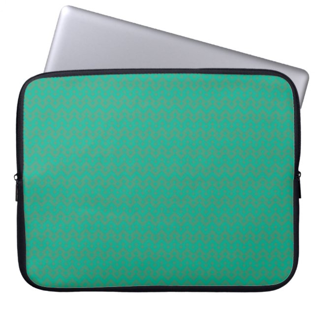 Laptop Sleeve, Emerald Green Geometric Pattern Laptop Sleeve (Front)