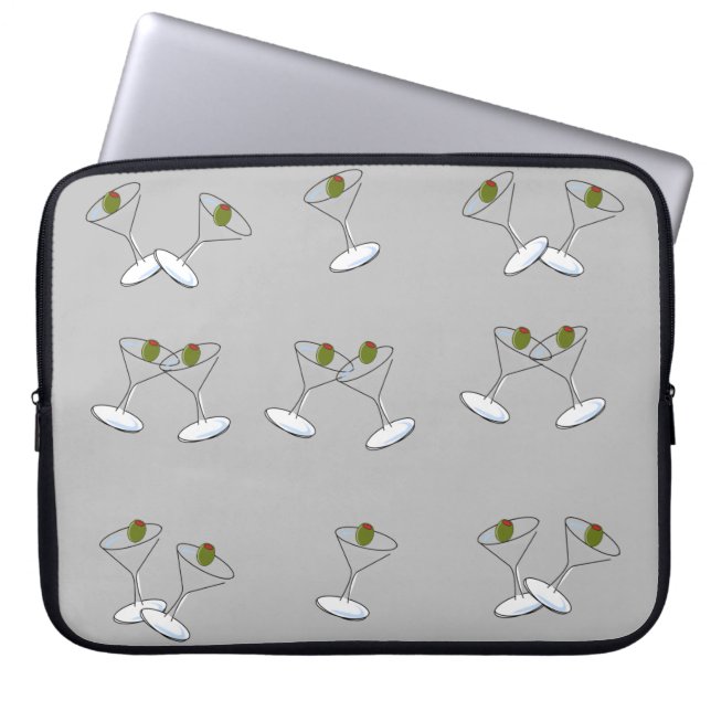 Laptop Sleeve Grey Martini Glasses (Front)