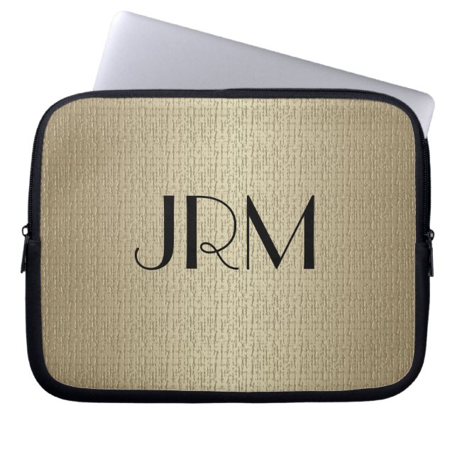 Laptop sleeve – Monogram with Linen Background (Front)