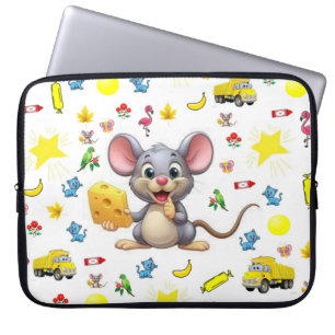 Laptop Sleeve Mouse Yellow Cheese Star Truck Cat