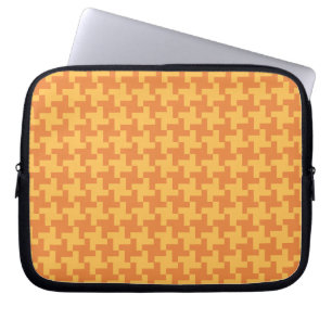 Laptop Sleeve, Orange Dogstooth Check Laptop Sleeve