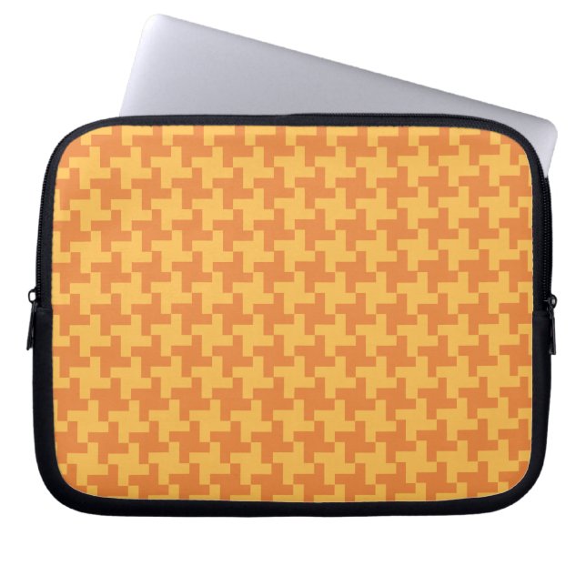 Laptop Sleeve, Orange Dogstooth Check Sleeve (Front)