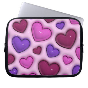 Laptop Sleeve With 3D Glossy Hearts