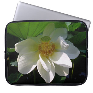 Laptop Sleeve with delicate white Lotus Flower