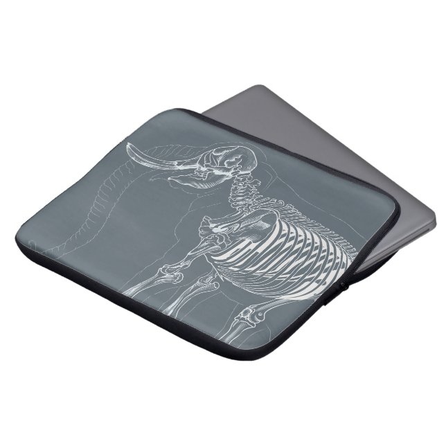 Laptop sleeve with elephant skeleton design (Front Top)