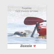 Laptop sticker - Kayaker followed by curious seal