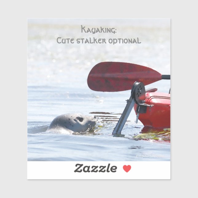 Laptop sticker - Kayaker followed by curious seal (Sheet)