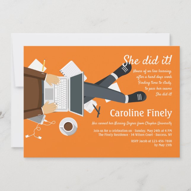 Laptop Studies Graduation Invitation (Front)