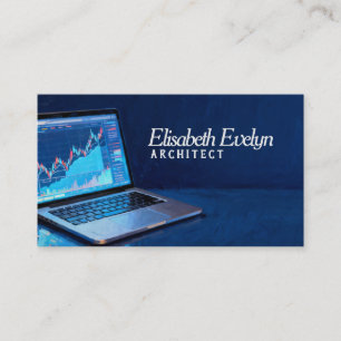 Laptop with Financial Charts g432 Business Card