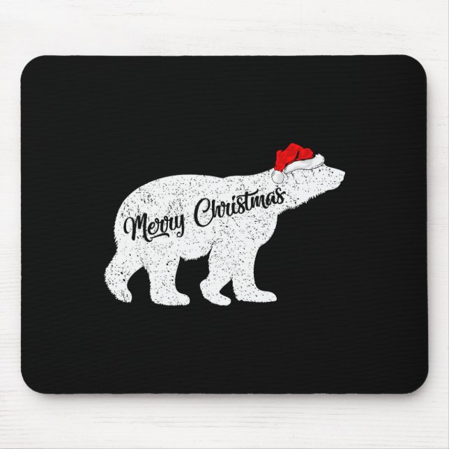 Lar Bear Animal Lover Xmas Santa Hat Lar Bear Chri Mouse Pad (Front)