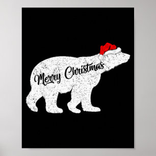 Lar Bear Animal Lover Xmas Santa Hat Lar Bear Chri Poster