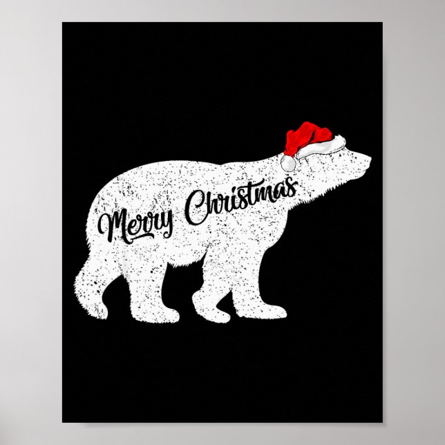 Lar Bear Animal Lover Xmas Santa Hat Lar Bear Chri Poster (Front)
