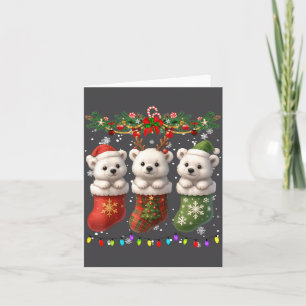 Lar Bear In Christmas Socks Lights Lar Bear Xmas  Card