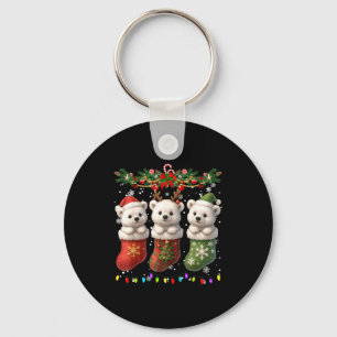 Lar Bear In Christmas Socks Lights Lar Bear Xmas Key Ring