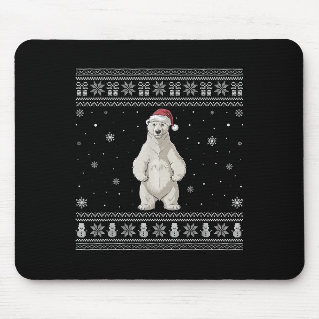 Lar Bear Lovers Men Women Santa Ugly Xmas Sweater  Mouse Pad (Front)