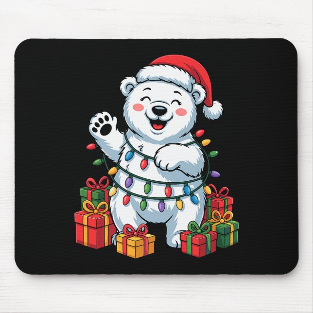 Lar Bear Santa Hat Animals Lovers Ugly Christmas P Mouse Pad (Front)