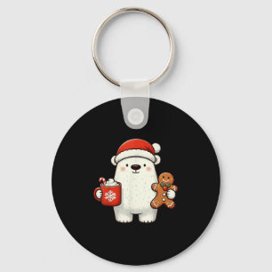 Lar Bear Santa Hat Christmas Holiday Xmas Coffee C Key Ring