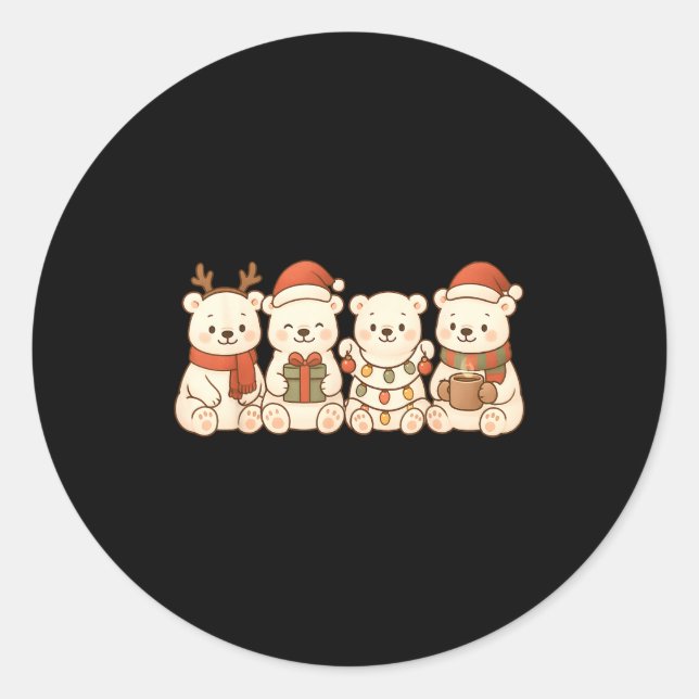 Lar Bears Kids Boys Girls Christmas Lar Bears  Classic Round Sticker (Front)