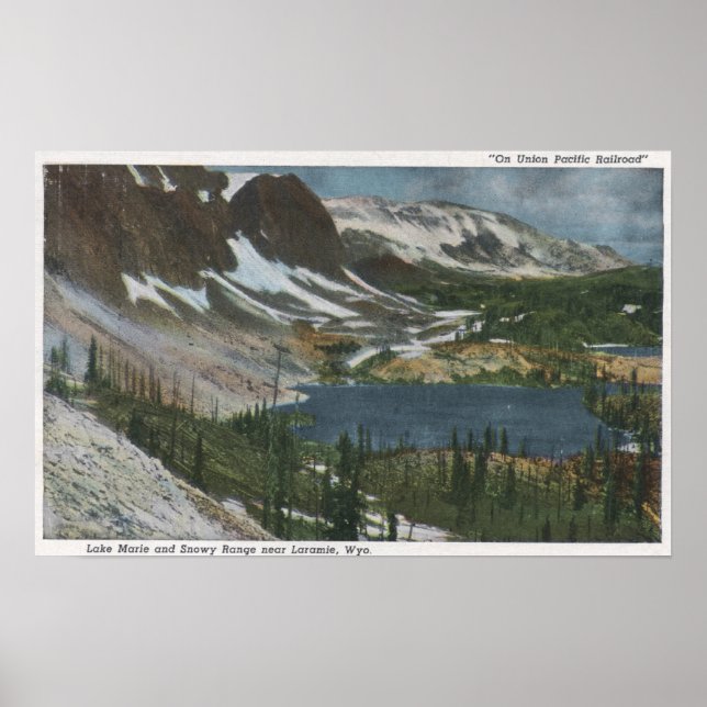 Laramie, WY - Lake Marie and Snowy Range on Unio Poster (Front)