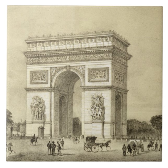 L'Arc de Triomphe, Paris, engraved by Auguste Bry Ceramic Tile (Front)