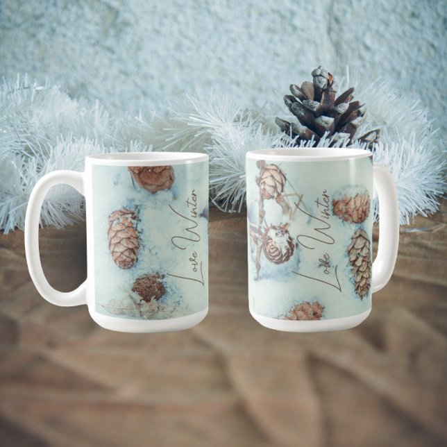 Larch cones on the fresh blue snow coffee mug (Creator Uploaded)