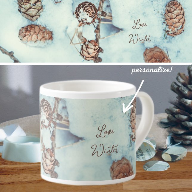 Larch cones on the fresh blue snow espresso cup (Creator Uploaded)