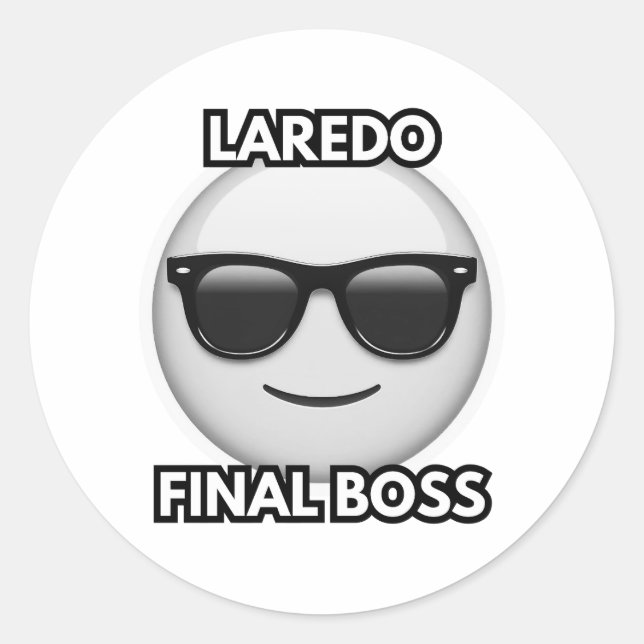 Laredo Final Boss Cool Emoji Classic Round Sticker (Front)